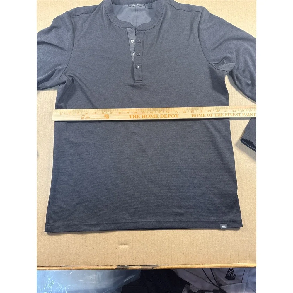 Adidas Adicross Henley Shirt Mens Large Black Long Sleeve Golf Performance Fit